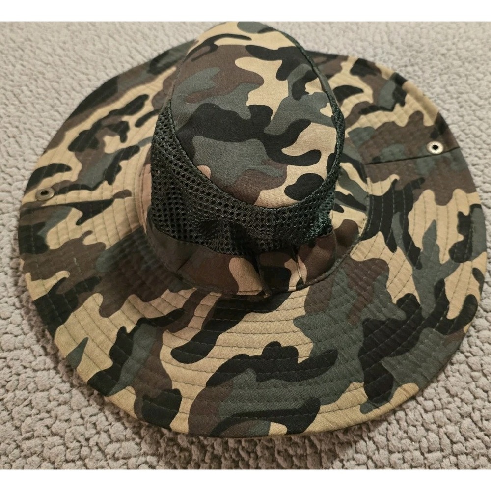 Camo mesh sun hat Men's outdoor cap camouflage safari boonie cap adjustable cord